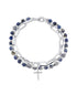 UNWRITTEN Genuine Sodalite Stone Strand Plated Silver Crystal Cross Bracelet